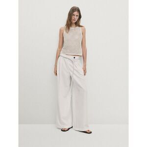 Massimo Dutti Women Linen Pants EU 40 US 8 White Wide Leg High Rise 5054/954 NWT